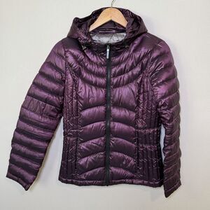 Andrew Marc Premium Down Packable Quilted Hooded Full Zip Puffer Jacket S Purple